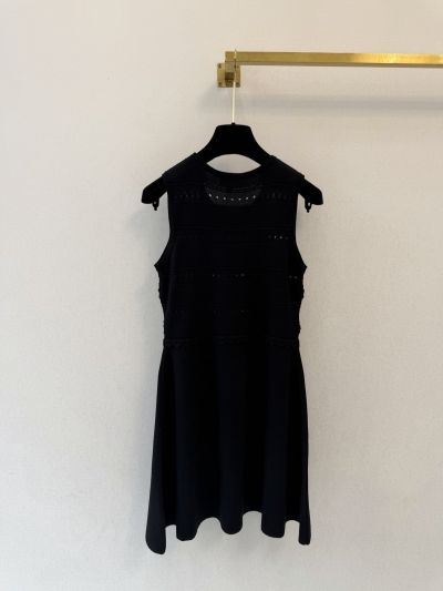 Chanel Sleeveless Embroidered Dress in Black
