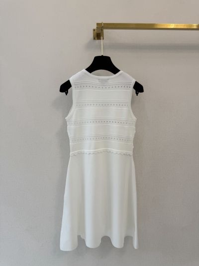 Chanel Sleeveless Embroidered Dress in White