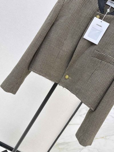Chanel Stand Collar Cropped Coat in Grey and Black