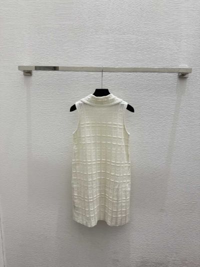 Chanel Turn-Down Collar Button-Front Knit Top in White