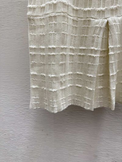 Chanel Turn-Down Collar Button-Front Knit Top in White