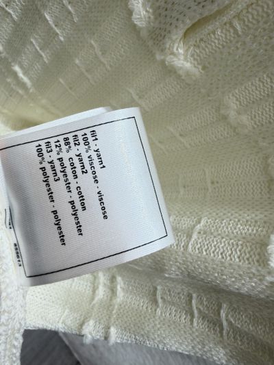 Chanel Turn-Down Collar Button-Front Knit Top in White