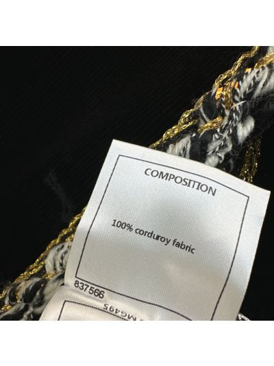 Chanel Turn-Down Collar Contrast-Trim Coat in Black and White