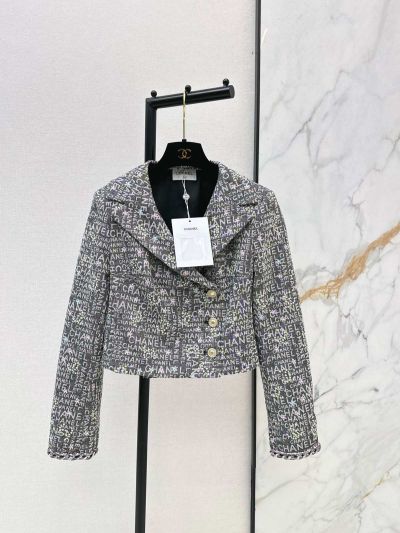 Chanel Turn-Down Collar Denim Coat in Multicolor