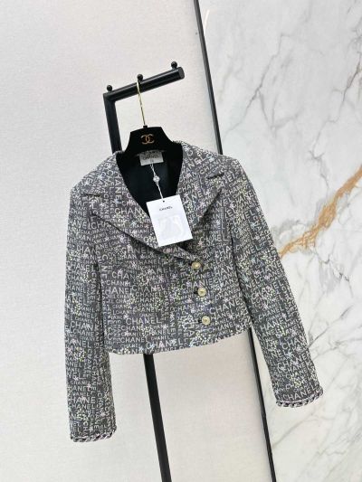 Chanel Turn-Down Collar Denim Coat in Multicolor