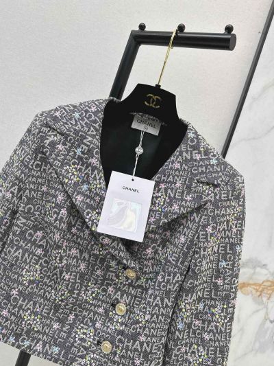 Chanel Turn-Down Collar Denim Coat in Multicolor