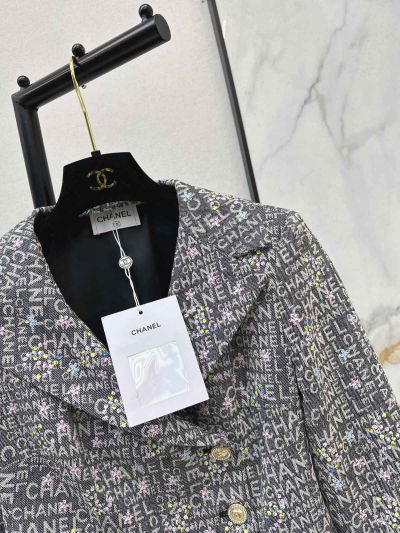 Chanel Turn-Down Collar Denim Coat in Multicolor