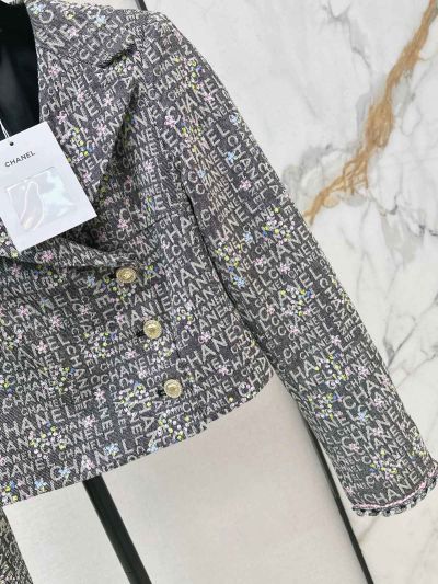 Chanel Turn-Down Collar Denim Coat in Multicolor
