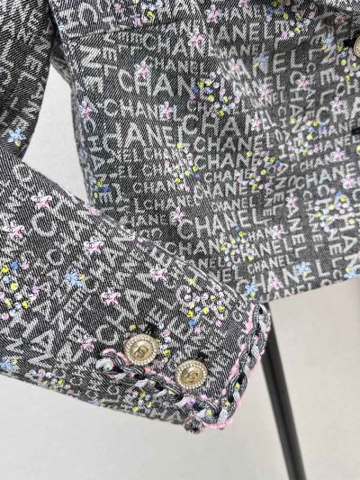 Chanel Turn-Down Collar Denim Coat in Multicolor