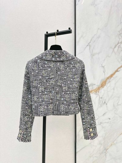 Chanel Turn-Down Collar Denim Coat in Multicolor