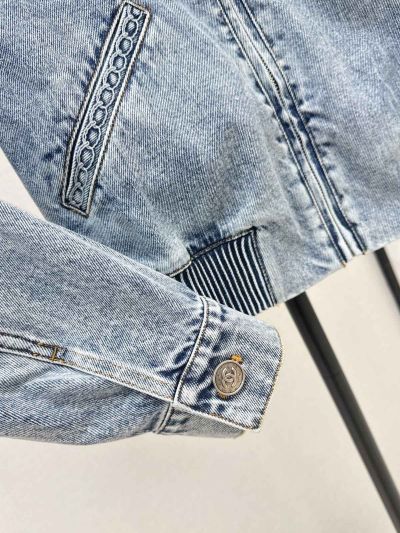 Chanel Turn-Down Collar Denim Jacket in Light Blue