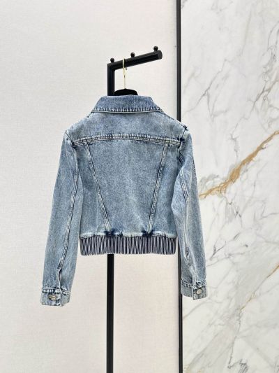 Chanel Turn-Down Collar Denim Jacket in Light Blue