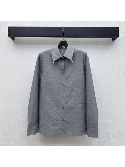 Chanel Turn-Down Collar Long Sleeve Shirt