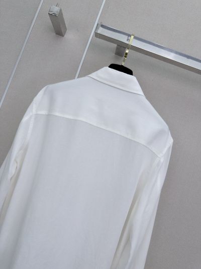 Chanel Turn-Down Collar Long Sleeve Shirt in White