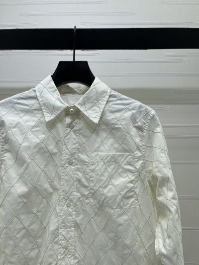 Chanel Turn-Down Collar Long Sleeve Shirt in White