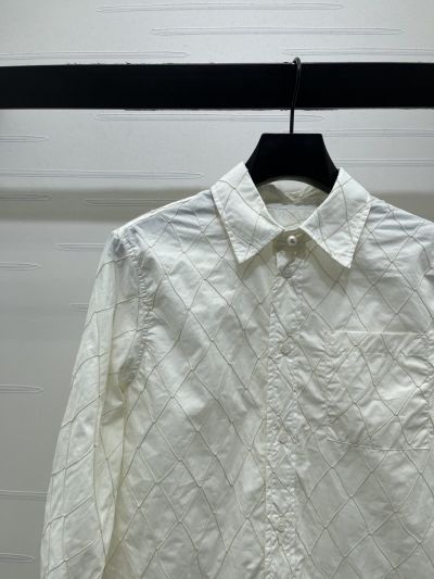 Chanel Turn-Down Collar Long Sleeve Shirt in White