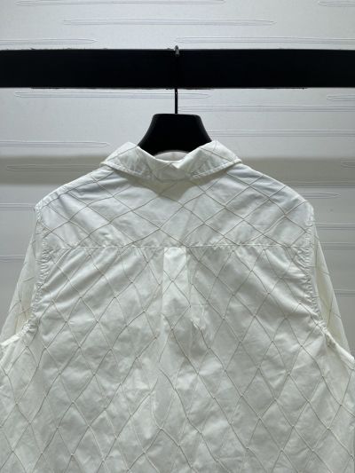 Chanel Turn-Down Collar Long Sleeve Shirt in White