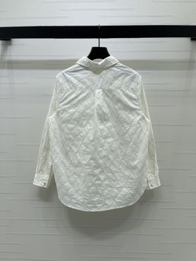 Chanel Turn-Down Collar Long Sleeve Shirt in White
