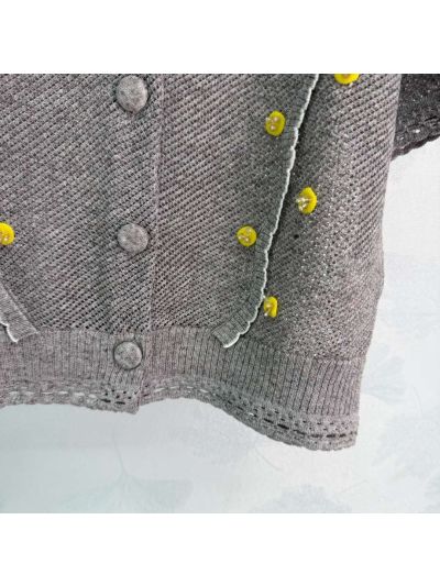 Chanel Turn-Down Collar Short Sleeve Cardigan in Grey and White