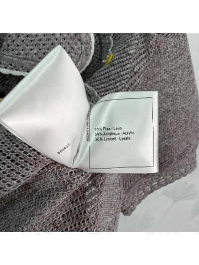 Chanel Turn-Down Collar Short Sleeve Cardigan in Grey and White