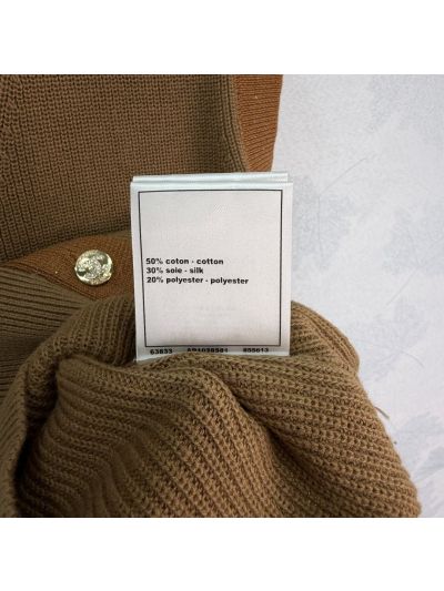 Chanel Turn-Down Collar Sleeveless Vest in Brown and Beige