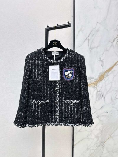 Chanel Tweed Beaded Coat in Black