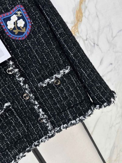 Chanel Tweed Beaded Coat in Black