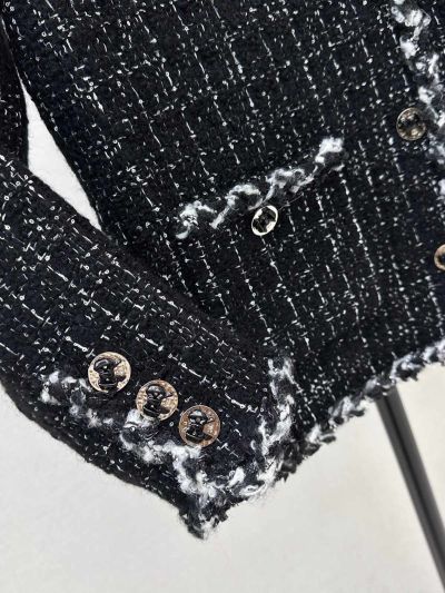 Chanel Tweed Beaded Coat in Black