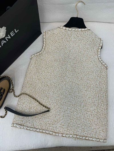 Chanel Tweed Quilted Vest in White