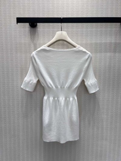 Chanel V-Neck Lace Shirt in White