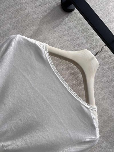 Chanel V-Neck Lace Shirt in White