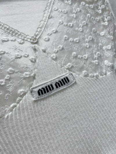 Chanel V-Neck Lace Shirt in White