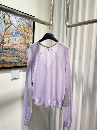 Chanel V-Neck Long Sleeve Cardigan in Lavender