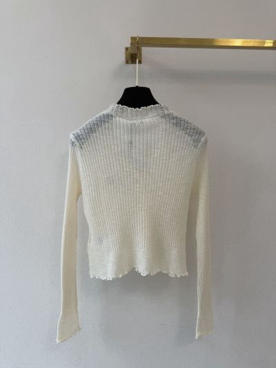 Chanel V-Neck Long Sleeve Cardigan in White