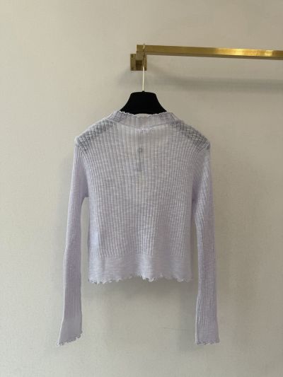 Chanel V-Neck Long Sleeve Cardigan in White