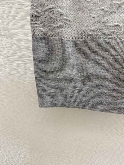 Chanel V-Neck Openwork Knit Top in Grey