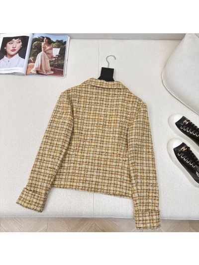 Chanel V-Neck Plaid Coat in Multicolor