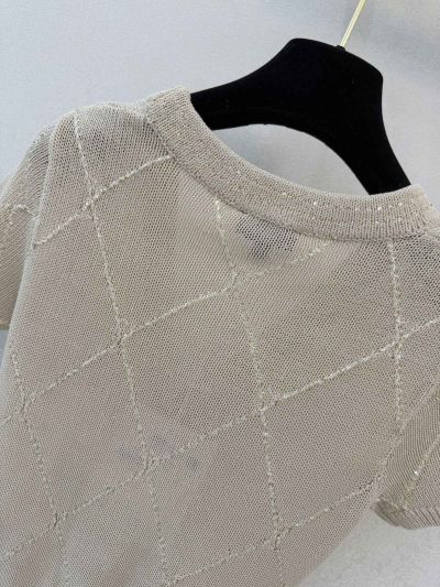 Chanel V-Neck Short Sleeve Set in Beige