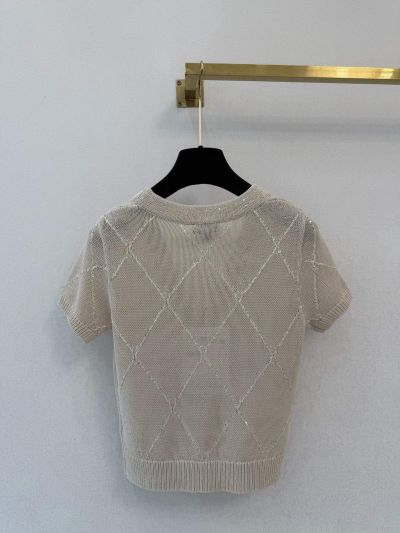 Chanel V-Neck Short Sleeve Set in Beige