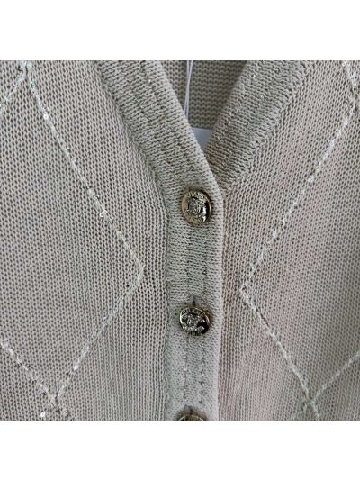 Chanel V-Neck Short Sleeve Set in Beige