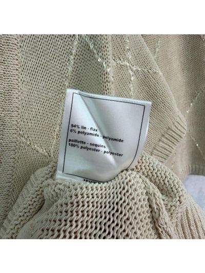 Chanel V-Neck Short Sleeve Set in Beige