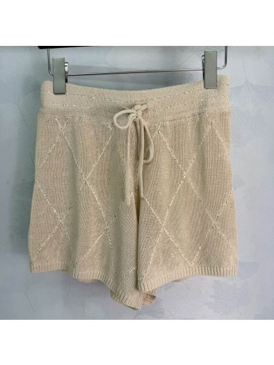 Chanel V-Neck Short Sleeve Set in Beige