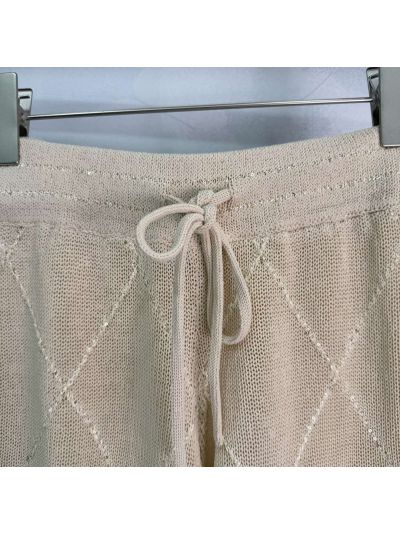 Chanel V-Neck Short Sleeve Set in Beige