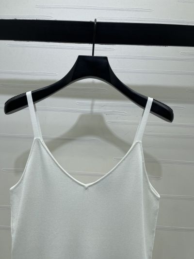 Chanel V-Neck Silk Top in White and Black