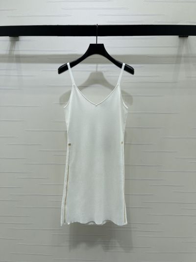Chanel V-Neck Silk Top in White and Black