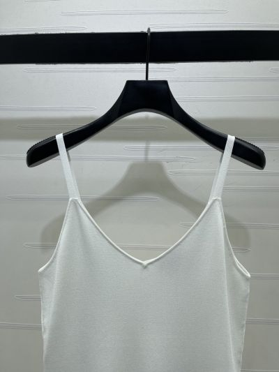 Chanel V-Neck Silk Top in White and Black