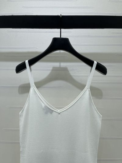 Chanel V-Neck Silk Top in White and Black