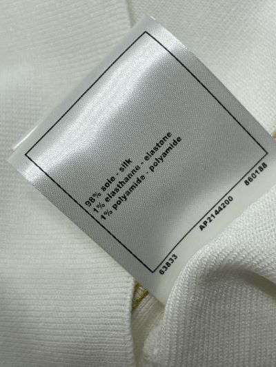 Chanel V-Neck Silk Top in White and Black
