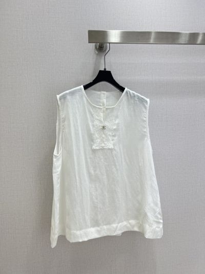 Chanel V-Neck Sleeveless Pants in White