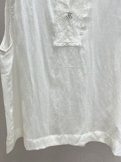 Chanel V-Neck Sleeveless Pants in White